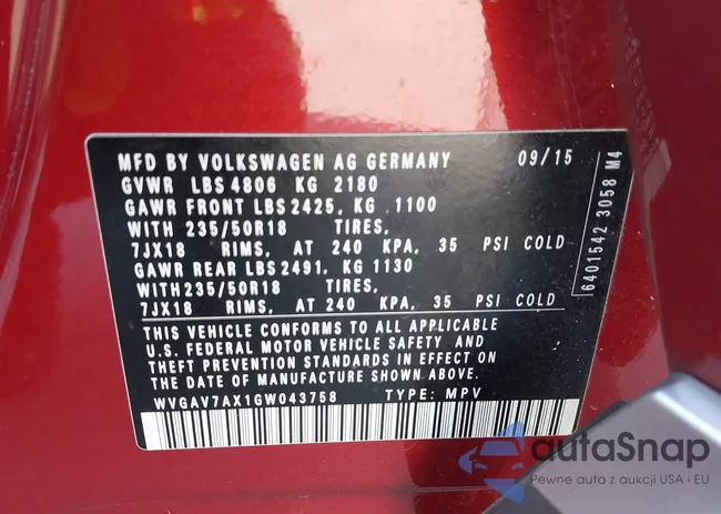 WVGAV7AX1GW043758: 43367245