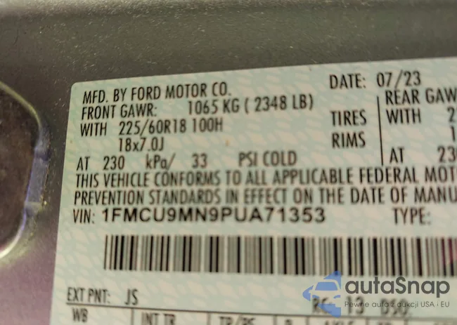 1FMCU9MN9PUA71353: 43366302