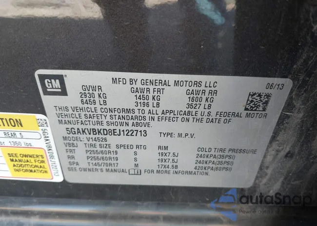 5GAKVBKD8EJ122713: 43366355