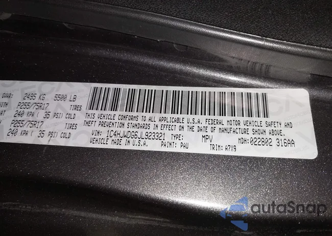 1C4HJWDG6JL923321: 43366507