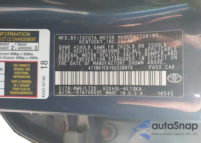 4T1BK1EB1GU238876: 43367872