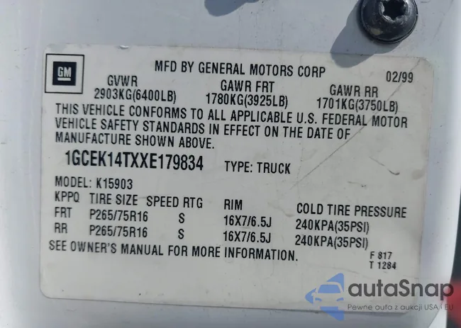 1GCEK14TXXE179834: 43367922