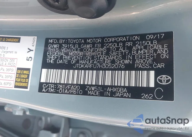 JTDKARFU7H3052076: 43367942