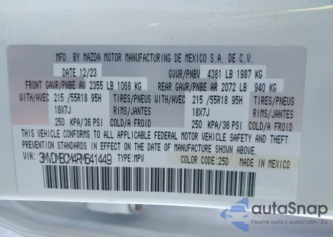 3MVDMBCM4RM641449: 43367953