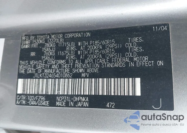 JTLKT324654010862: 43368052