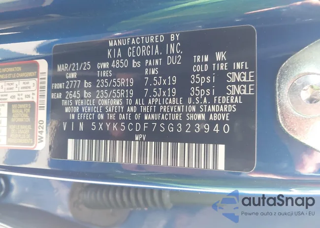 5XYK5CDF7SG323940: 43368202