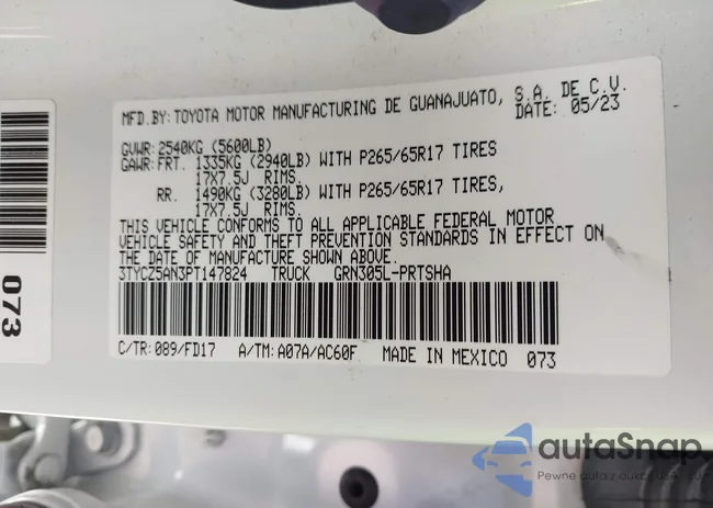 3TYCZ5AN3PT147824: 43367276