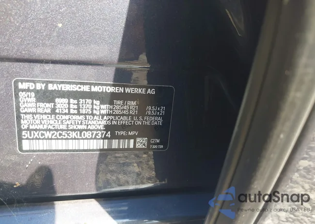 5UXCW2C53KL087374: 43367313