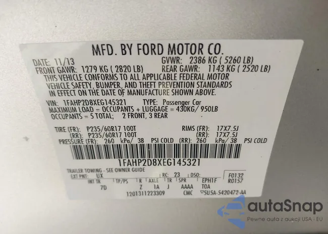 1FAHP2D8XEG145321: 43367337