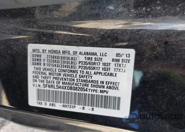 5FNRL5H4XDB082054: 43367394