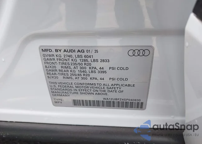 WA12UBFZ4SP040830: 43367437