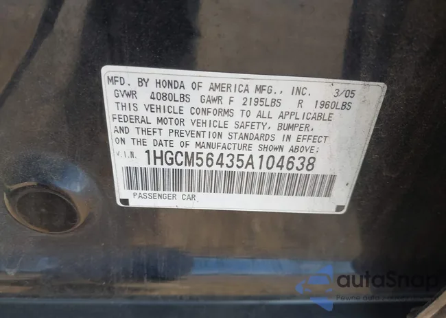 1HGCM56435A104638: 43367448