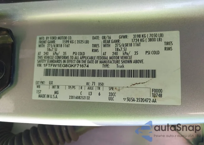 1FTFW1EG8GKF71674: 43367453