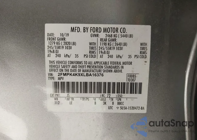 2FMPK4K9XLBA16376: 43367581