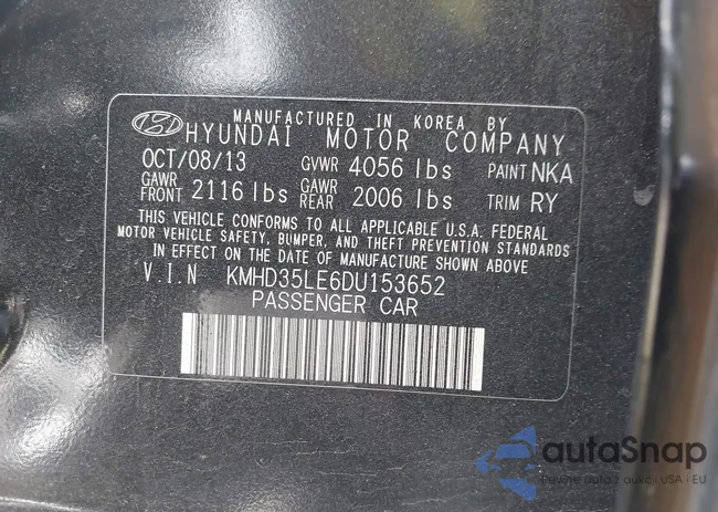 KMHD35LE6DU153652: 43367615