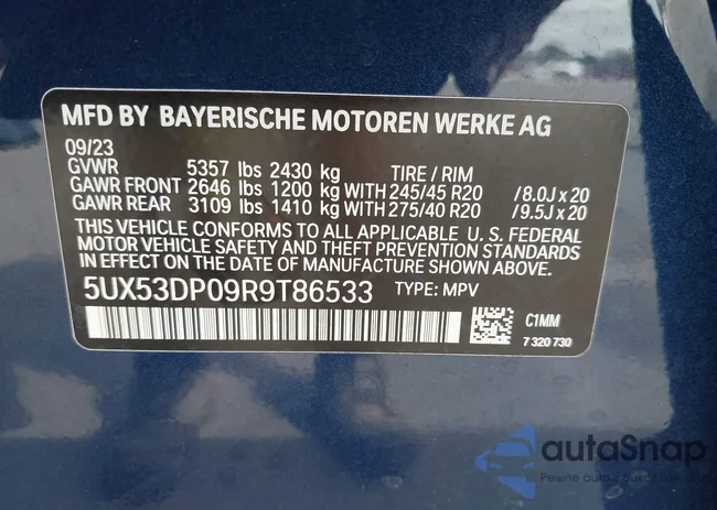 5UX53DP09R9T86533: 43367647