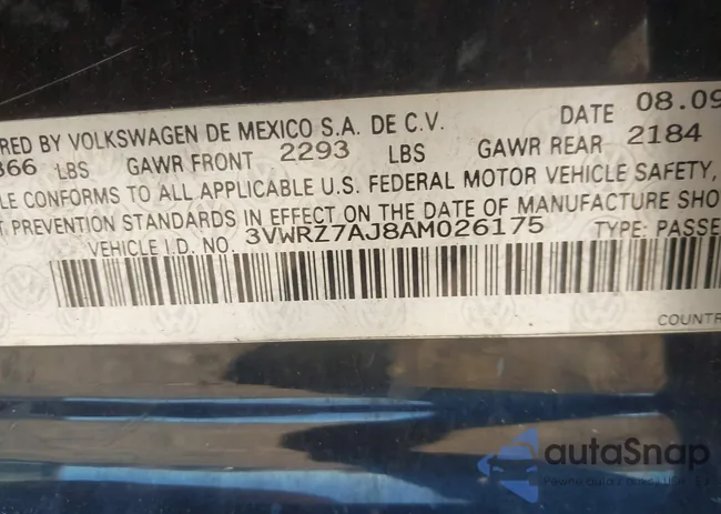 3VWRZ7AJ8AM026175: 43368667