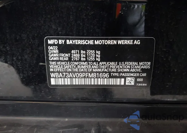 WBA73AV09PFM81696: 43368678