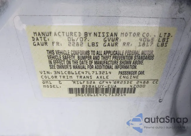 3N1CB61E47L713214: 43368713