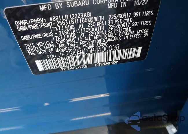 JF2SKAMC0PH400098: 43368724