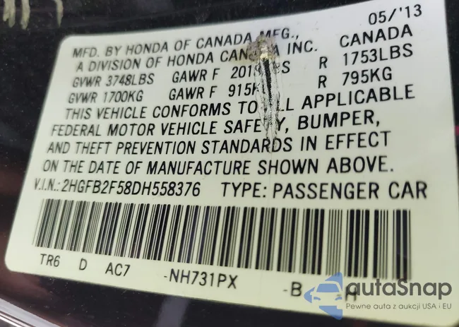 2HGFB2F58DH558376: 43368732