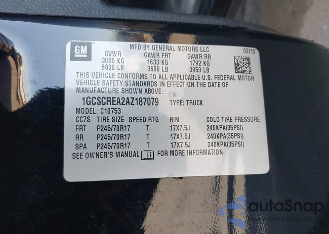 1GCSCREA2AZ187079: 43368794