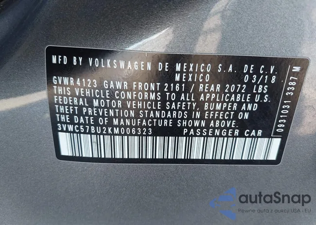 3VWC57BU2KM006323: 43368956