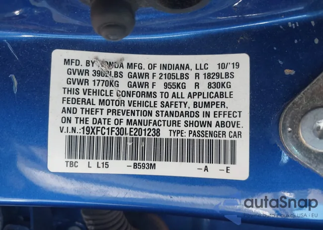 19XFC1F30LE201238: 43368986