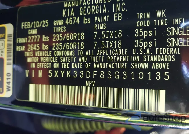 5XYK33DF8SG310135: 43368994