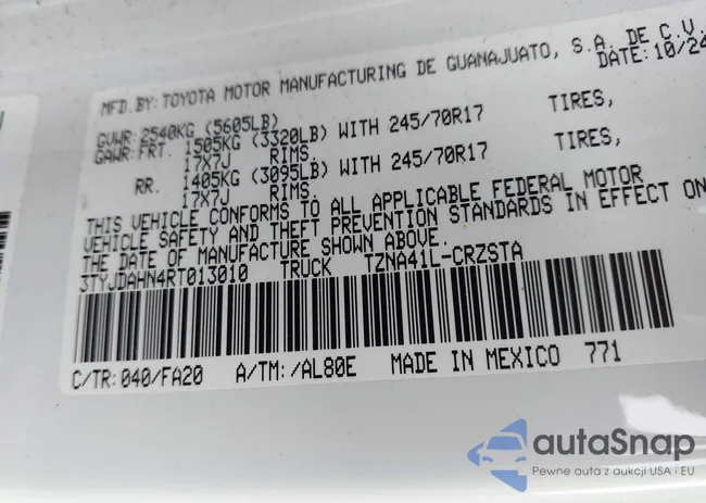 3TYJDAHN4RT013010: 43369155