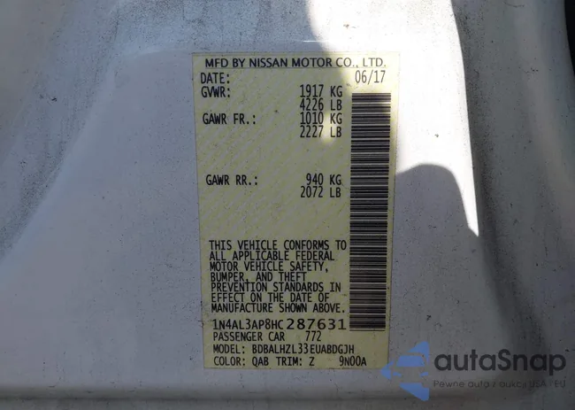 1N4AL3AP8HC287631: 43368382