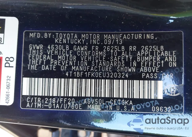 4T1BF1FK0EU320324: 43368424