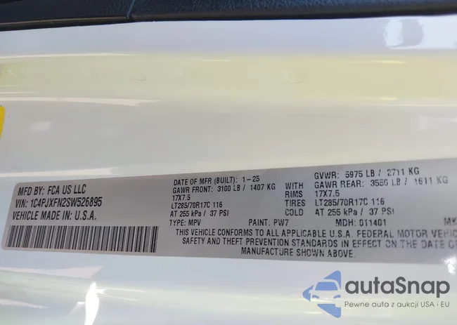 1C4PJXFN2SW526895: 43368512