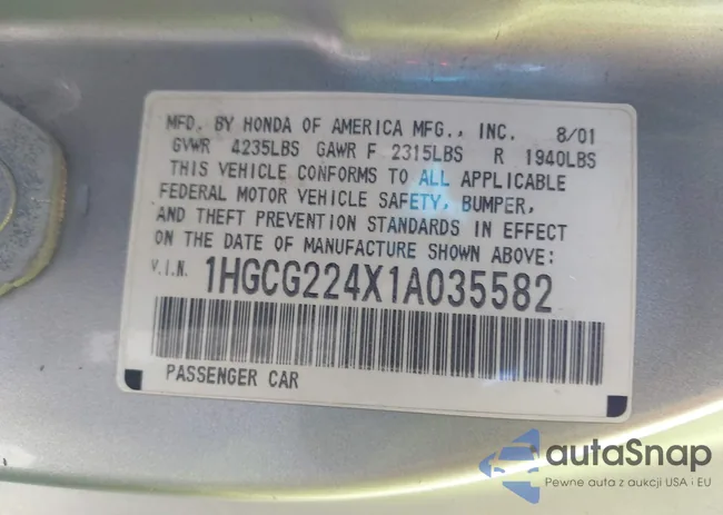 1HGCG224X1A035582: 43368527