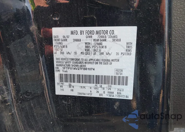 1FTPX14V27FB61074: 43368534