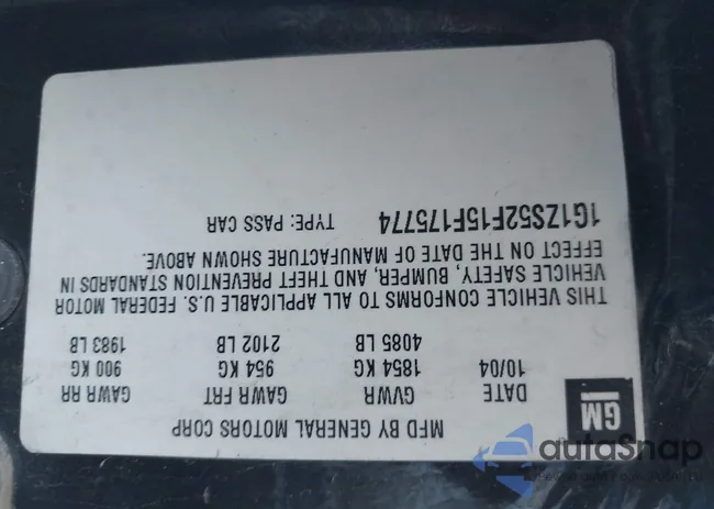 1G1ZS52F15F175774: 43369726