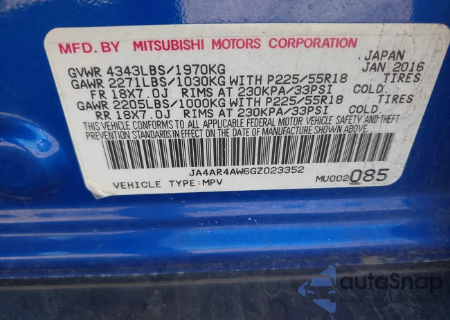 JA4AR4AW6GZ023352: 43369770