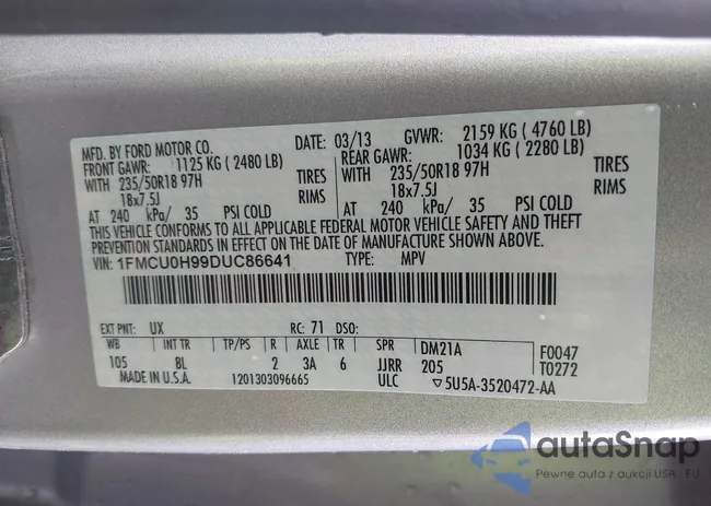 1FMCU0H99DUC86641: 43369773