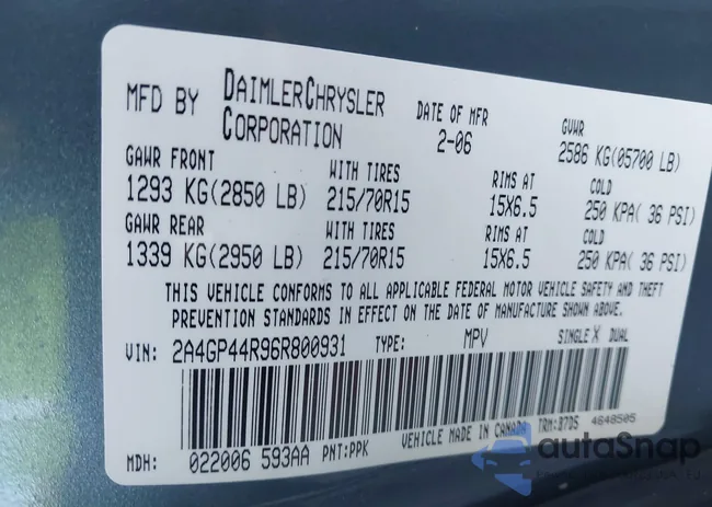 2A4GP44R96R800931: 43369814