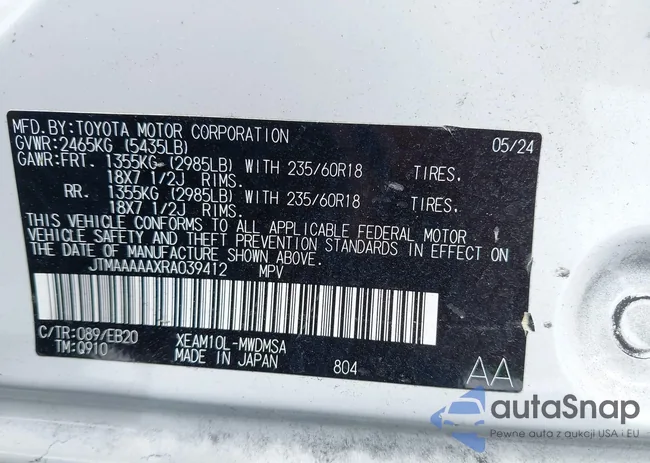 JTMAAAAAXRA039412: 43369852