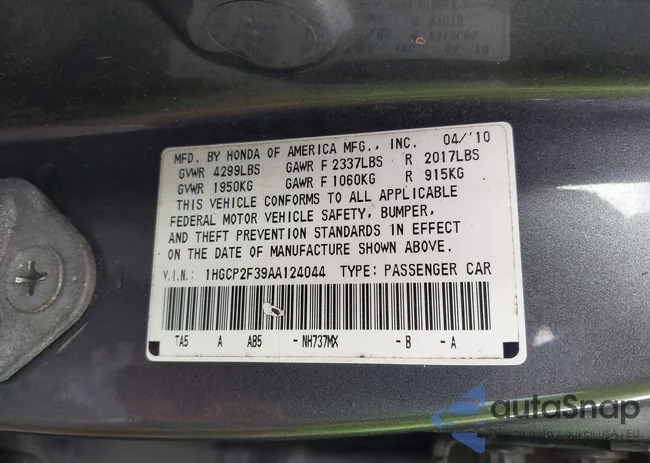 1HGCP2F39AA124044: 43369925