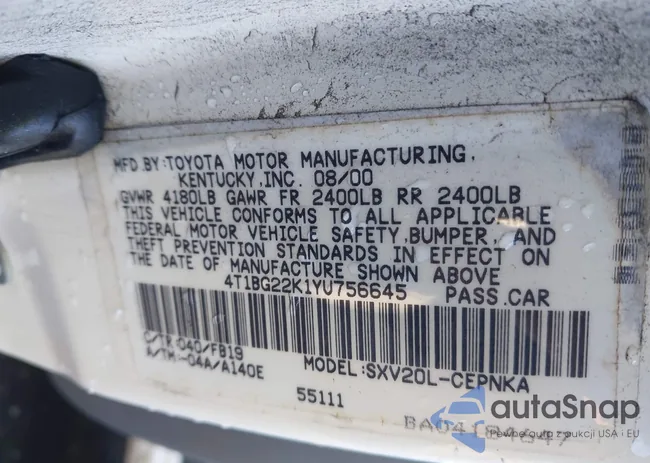 4T1BG22K1YU756645: 43369934