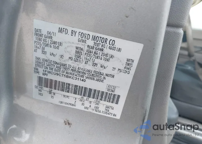 1FMCU9C75BKC31140: 43369971