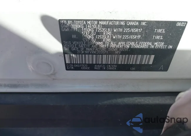 2T3K1RFVXNC202071: 43370029