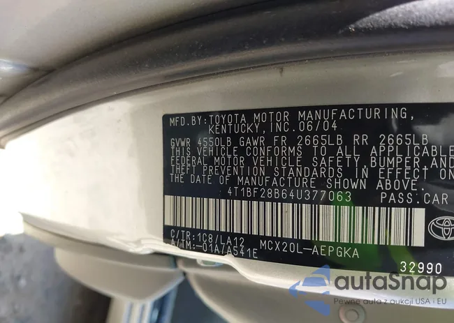 4T1BF28B64U377063: 43370221