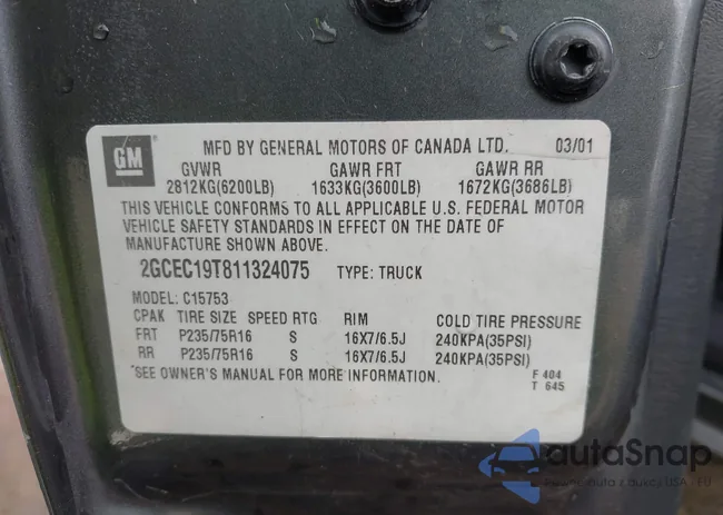 2GCEC19T811324075: 43369340