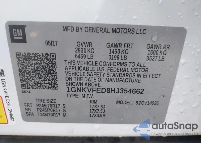 1GNKVFED8HJ354662: 43369480