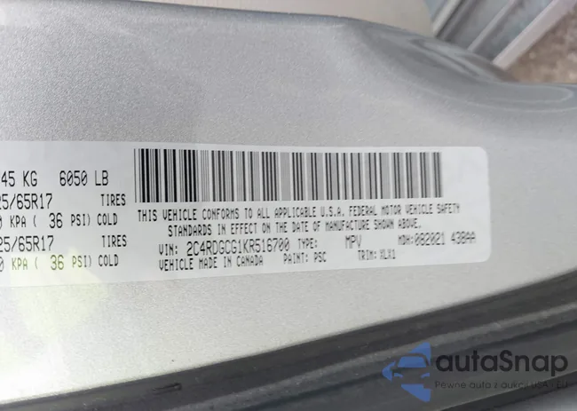 2C4RDGCG1KR516700: 43370687