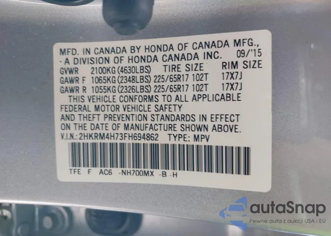 2HKRM4H73FH694862: 43370787