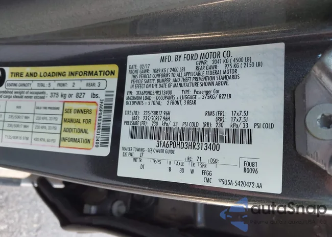 3FA6P0HD3HR313400: 43370968